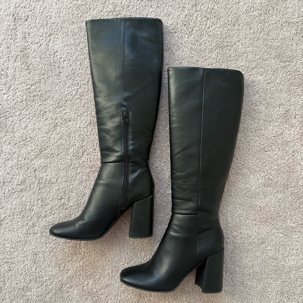 Madden Girl Black Heeled Knee High Boots (Size 6) - Picture 3 of 8
